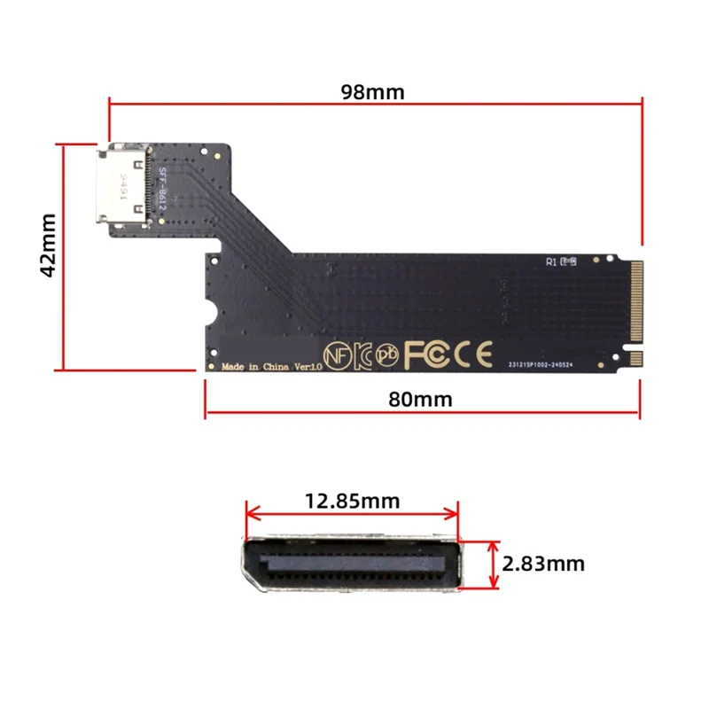 AT28-PCI-E 4.0 M.2 M-Key zu Oculink SFF-8611 SFF-8612 Host-Adapter für 2024 Thinkbook 14+ AMD8845 externe Grafikkarte und SSD