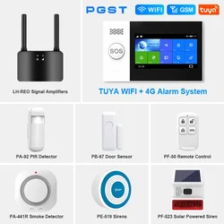 Gautone 4G Tuya Alarm System for Home WiFi Tuya Security Wireless Alarm with Door and Motion Sensor Smoke and Solar Siren