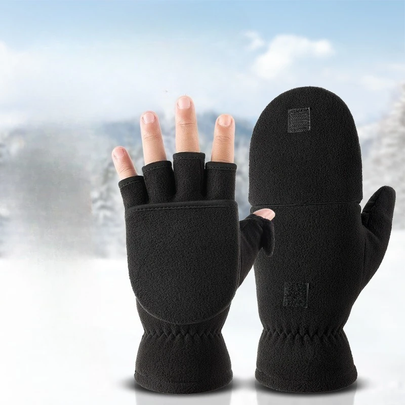 

Winter Gloves Cold Weather Convertible Fingerless to Mittens Windproof Thermal Gloves for Men & Women