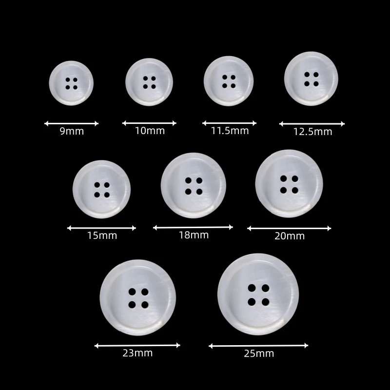 9-25mm White Natural Shell Buttons 2/4 Holes Round Shell Sewing Accessories For Clothing Shirt Needlework DIY Crafts Materials