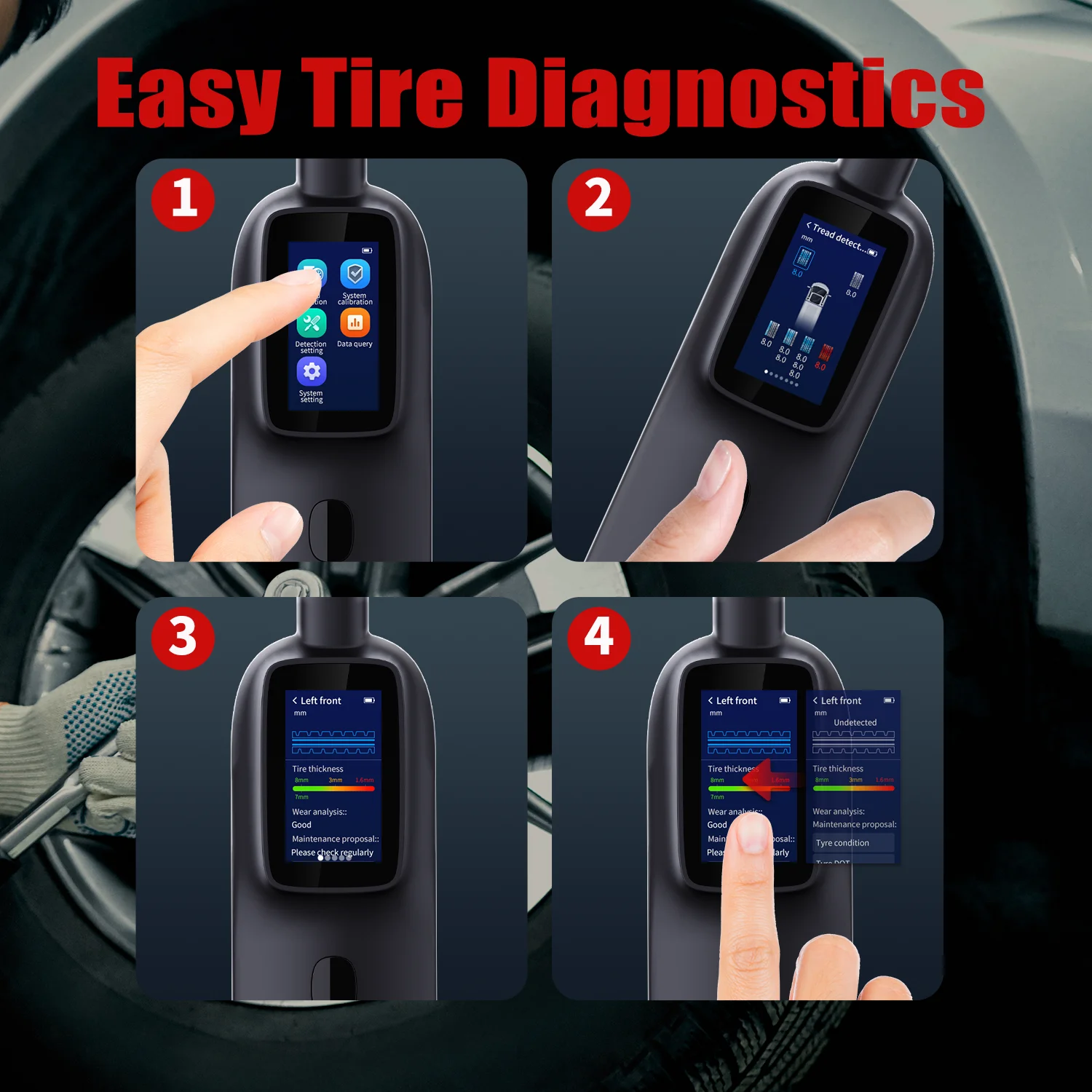 FCAR TR-100 tire tread detector for all car truck motorcycle tires laser measurement tire scan tool