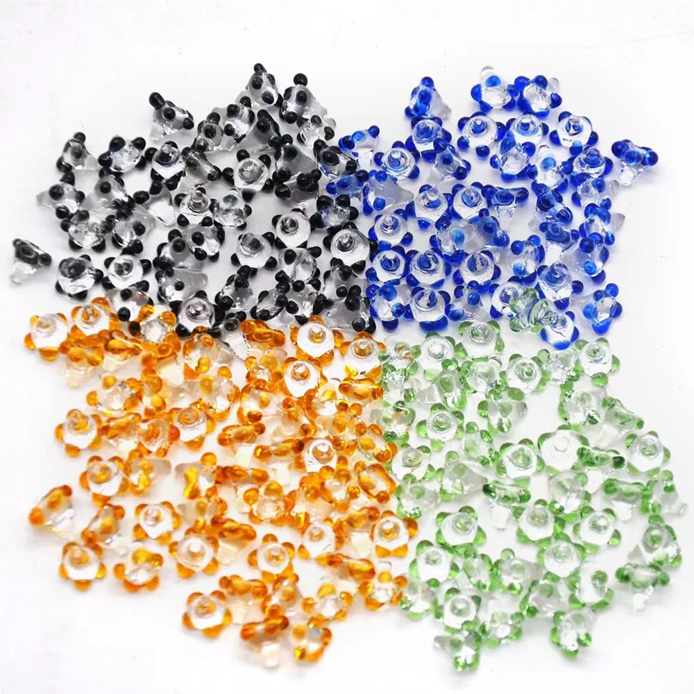 Small Mini Glass Daisy Flower Beads 10/20pcs Hand Blown Glass Filter Screens gift