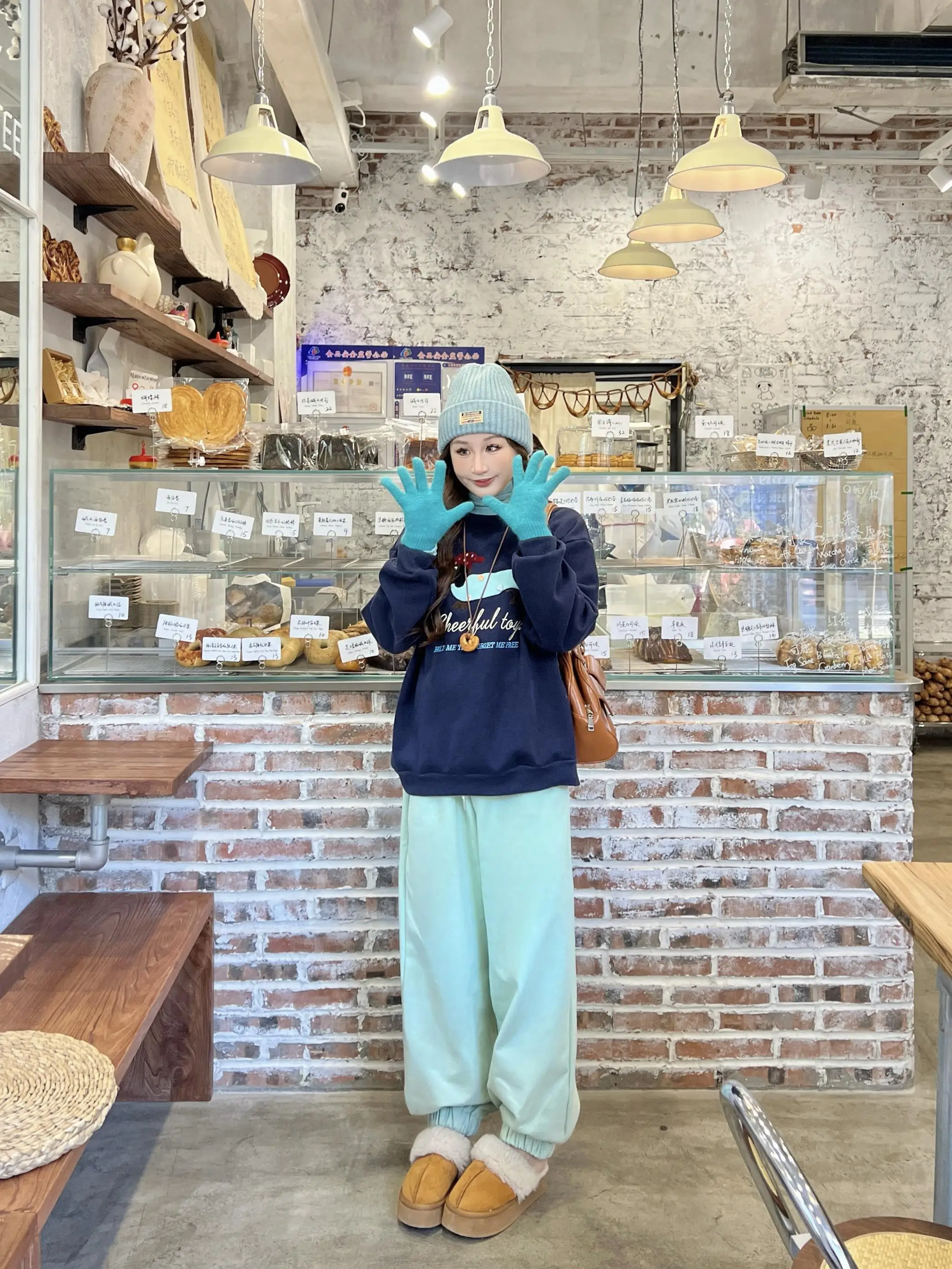 

NIIDAILY Ленивые универсальные спортивные штаны синего цвета с эластичной резинкой на талии, длинные брюки, повседневные прямые брюки для женщин