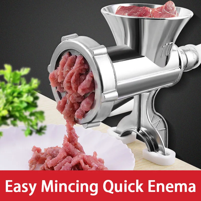 Picadora de carne de acero inoxidable, picadora Manual de carne, máquina para hacer salchichas, mesa para el hogar, picadora de cerdo, fabricante de salchichas