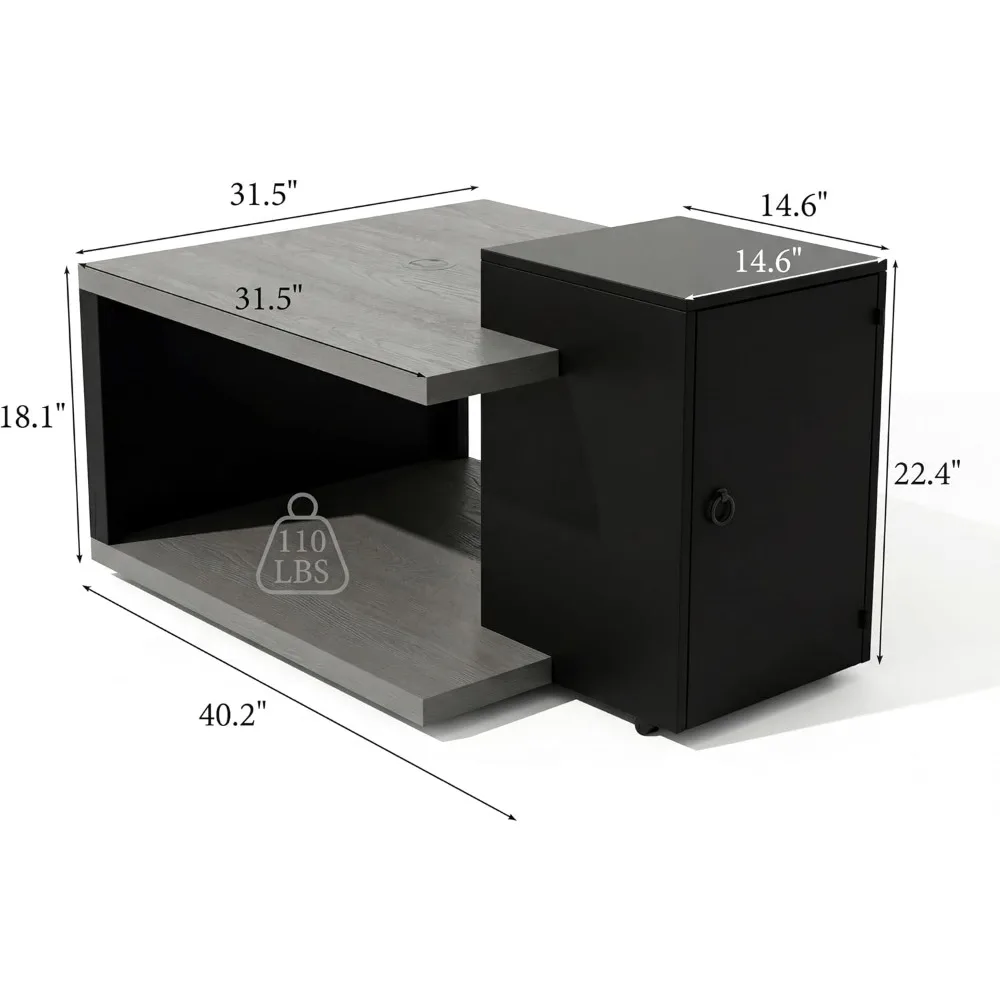 40in Rectangular Propane Fire Pit Table Tank Cabinet Lid Rock Rain Cover 50000 BTU Aluminum Tabletop Patio Backyard Black Grain