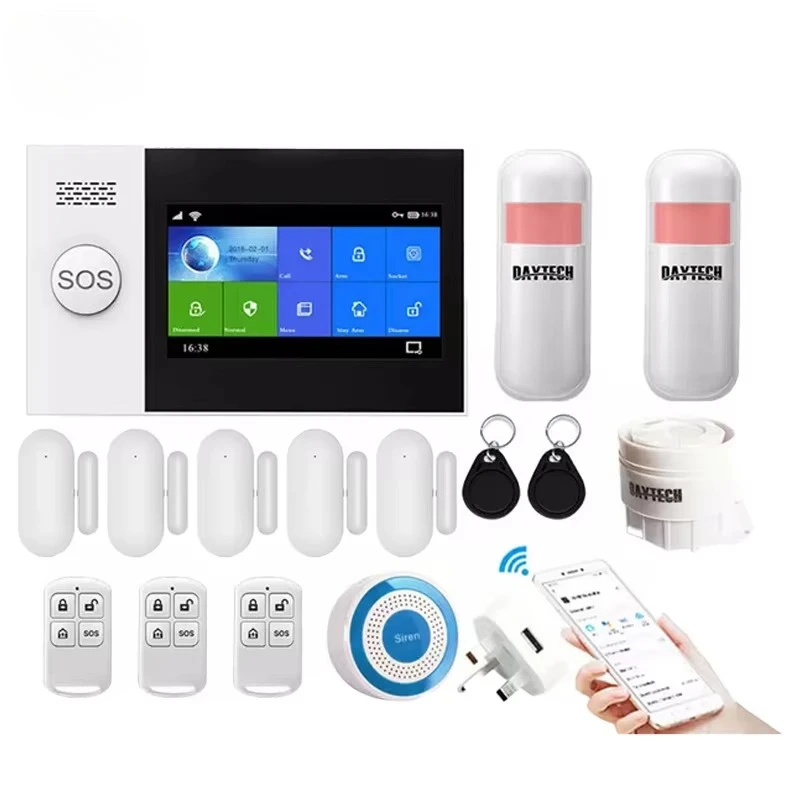 

TA04 Home Security Alarm System Smart Control Sensor Kit WiFi GSM Alarm Burglar Fire Smoke Window Door PSTN Network
