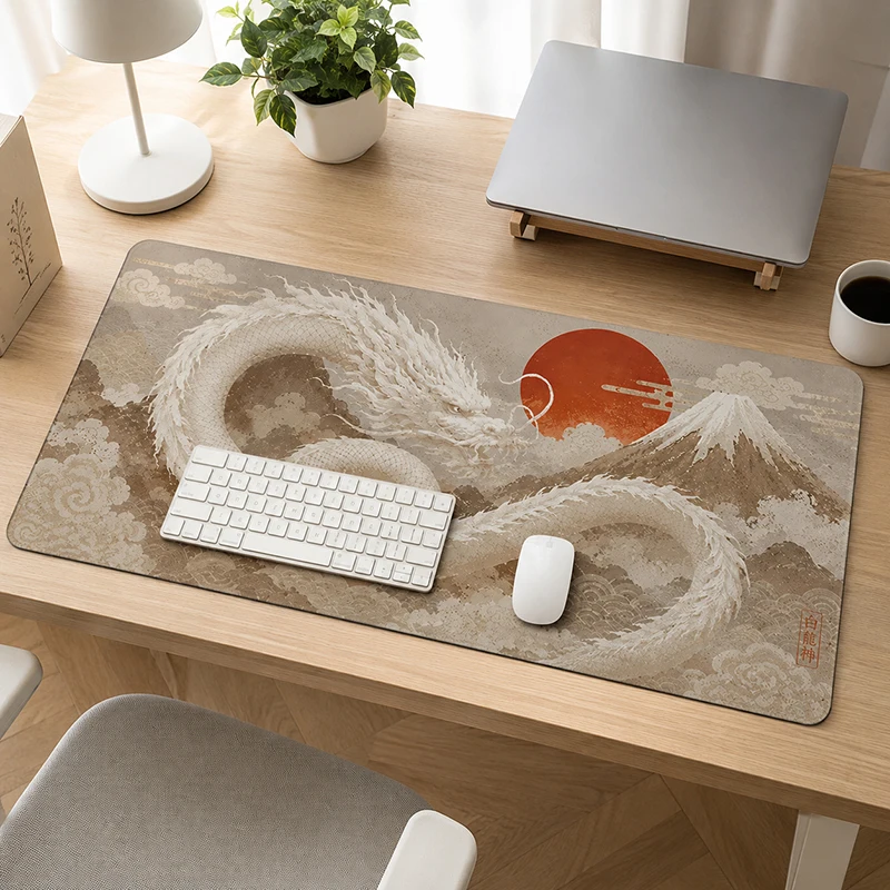Mouse Pad White Dragon with Red Sun Gaming printon demand Home Mousepad XXL MousePads Carpet Soft PC Desktop Mouse Pad Mice Pad