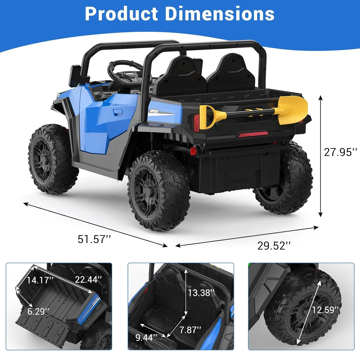 Camion à benne basculante 24V 4WD avec télécommande, voiture jouet électrique 2 places, lumières LED Bluetooth, cadeau d'anniversaire pour enfants âgés de 3 ans et plus ​