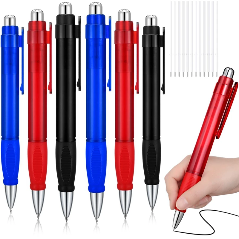 New-A47Q-6 Pcs Big Pens Jumbo Pen Bulk With Refills Extra Large Ballpoint Pens Black Ink Fat Pens Giant Pen Oversize Retractable