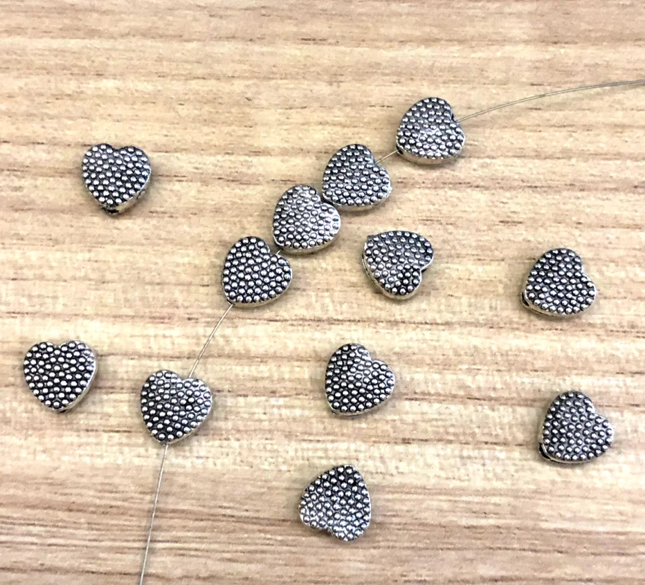 

50pcs 7mm Vintage heart design spacer beads for jewelry handmade Alloy metal HW2918