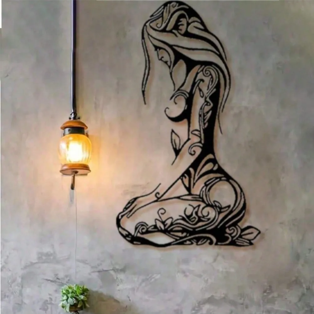 Kneeling Woman Metal Wall Decor, Modern Home Hanging Art