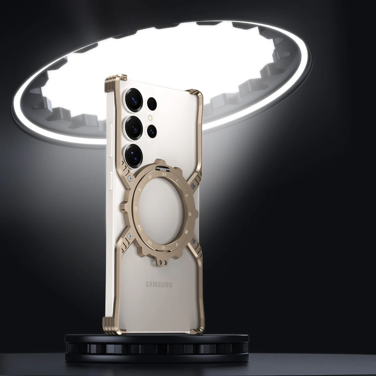 

Ночник Z-образный металлический чехол для Samsung Galaxy S25 S24 S23 S22, ультра защитный чехол, противоударный бампер 360° ° Поворотный держатель