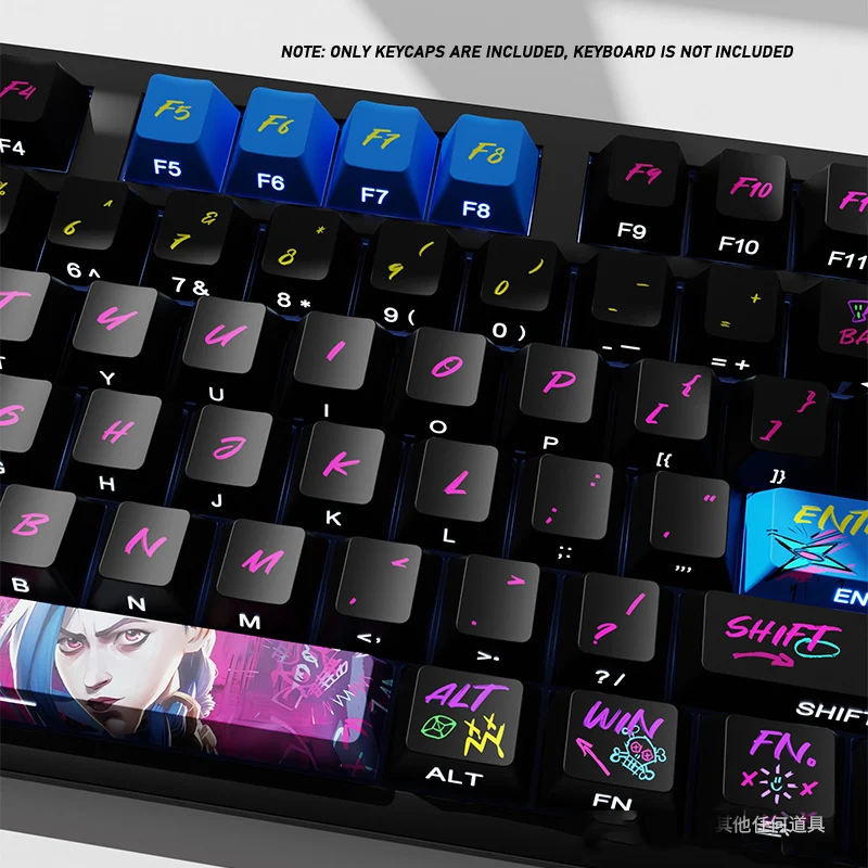 Copritasti per tastiera Jinx 125 tasti Cherry Pbt Sublimation Gaming Copritasti personalizzati personalizzati