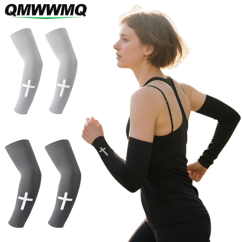 

1Pair UV Protection Cooling Arm Sleeves, Christian Cross Compression Arm Covers for Football, Baseball, Volleyball, Cycling