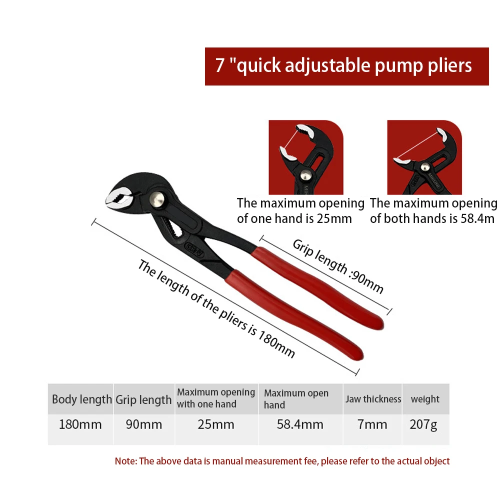 Klucz półksiężycowy 7-calowy klucz nastawny Mini regulowany duży otwór Szczypce do fajek wodnych Narzędzia hydrauliczne do użytku domowego Nowość