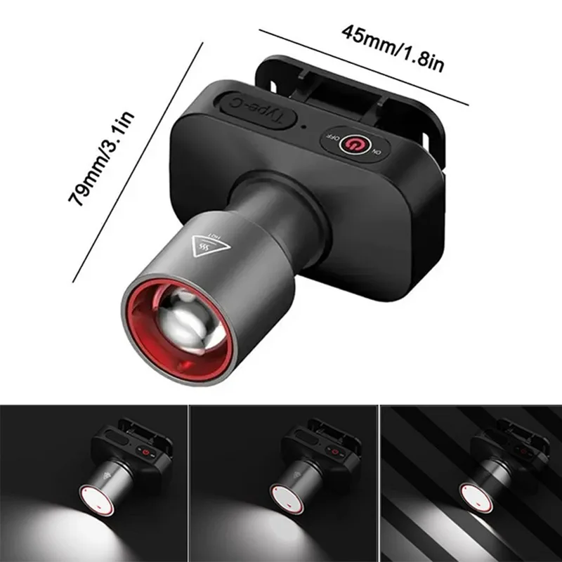 

2025 Super Bright 1200Lumens Zoom Outdoor Headlight Rechargeable Long Life LED Head Torch for Night Fishing Camping Hiking