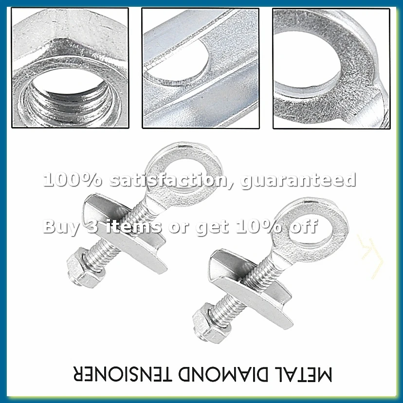 2 Pcs Silver Tone Metal Diamond Back Burly Donut Chain Tensioner