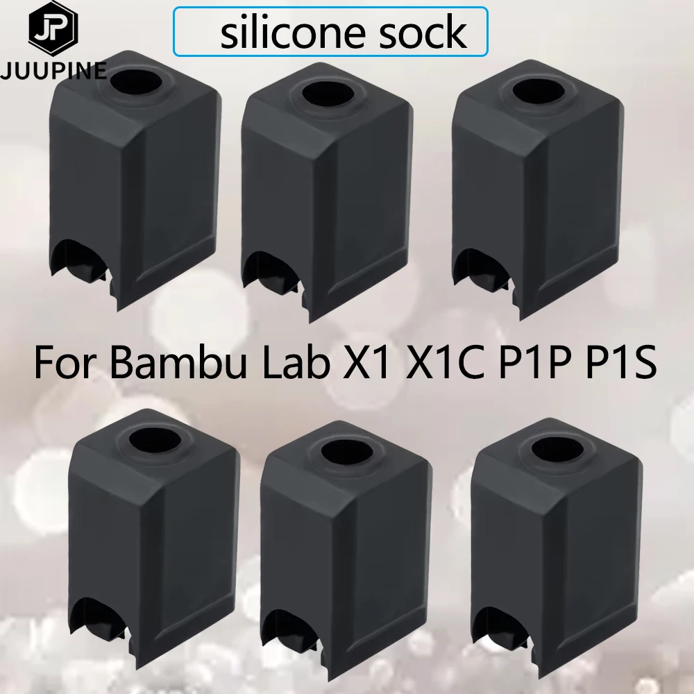 Silicone Socks For Bambu Lab X1 X1C P1P 3D Printer Hotend Extruder High-temperature Wear-resistant Black Silicone Sleeve Cover