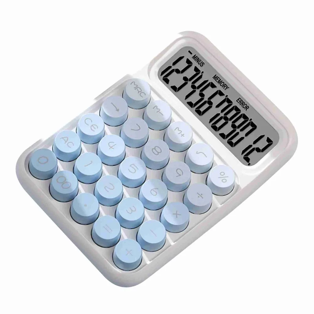 Plastic Shell Mechanical Keyboard Calculator Large Display Screen 12 Digit Display Portable Desktop Calculator Compact Size