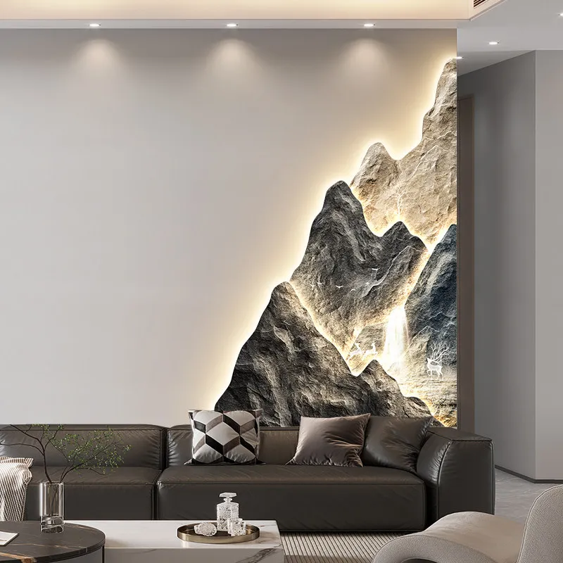 Wall Light Luxury Living Room Decoration Painting Flowing Water Make Money Sofa Background Wall Painting Porch Landscape Mural