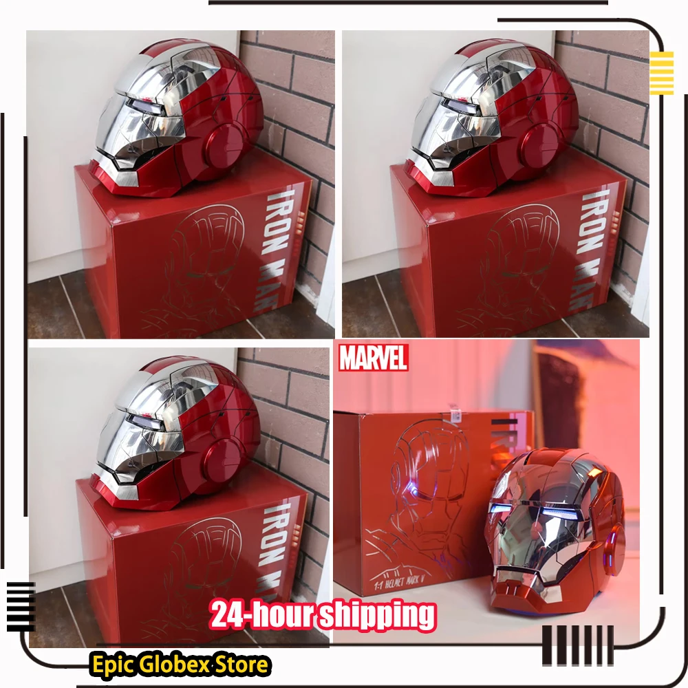 HOT AutoKing 1:1 Mk5 Iron Man Helm Cosplay Sprachgesteuerte Augen mit Licht Modellspielzeug für Erwachsene Elektrisch tragbar Weihnachtsgeschenk