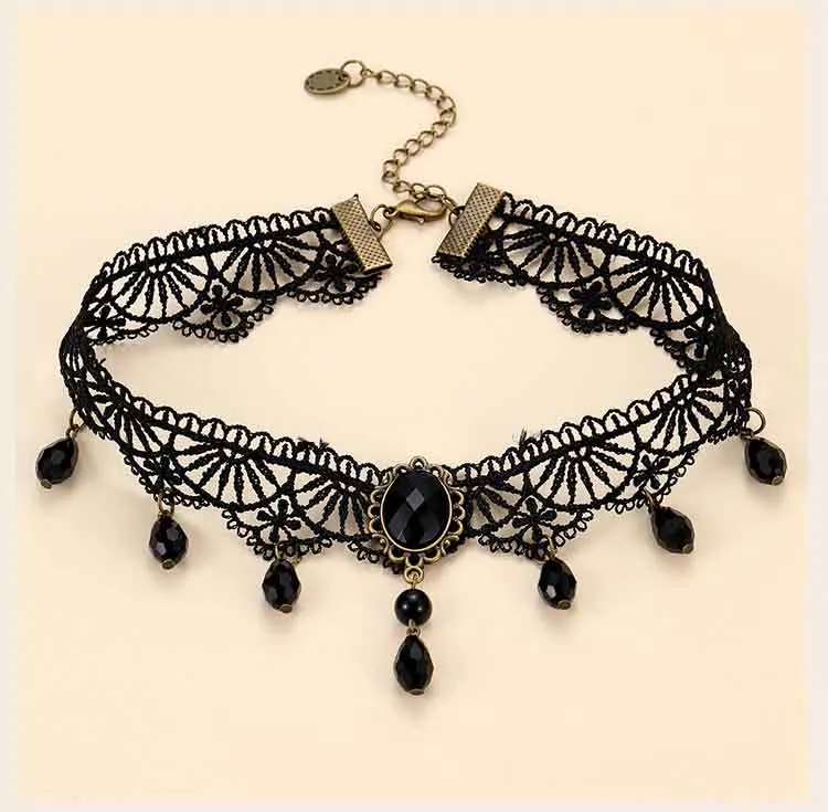 Schwarze Spitzen-Halskette für Damen und Mädchen, Gothic-Punk-Lolita-Halskette, Vintage-Halloween-Kostüm-Accessoire, Schmuckgeschenk. – Detail 2