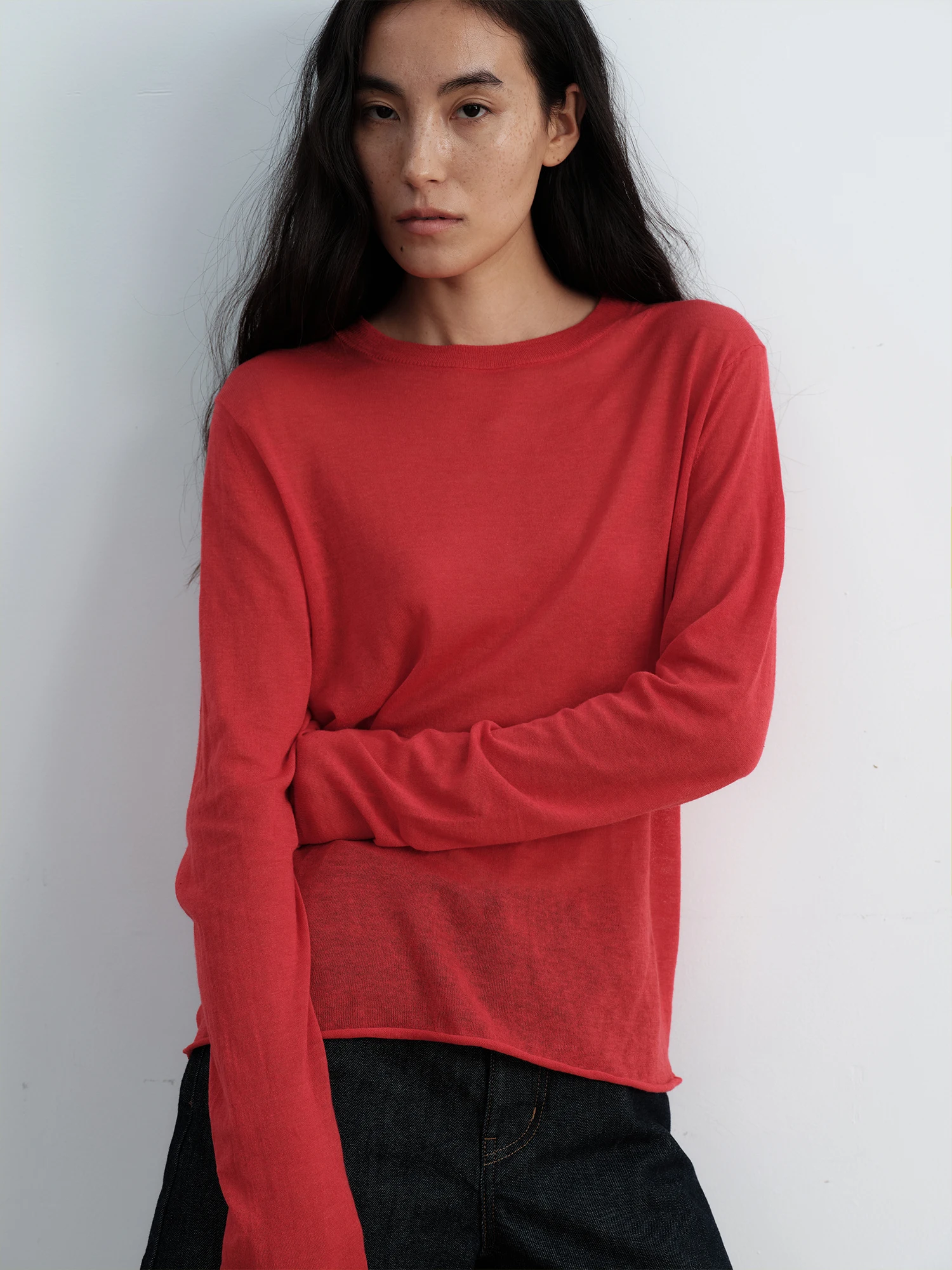 

Женский топ Tfa Camere с длинными рукавами, из ультрамягкого хлопка, универсальный, весенне-летний, вязаный свитер, повседневный, для поездок на работу