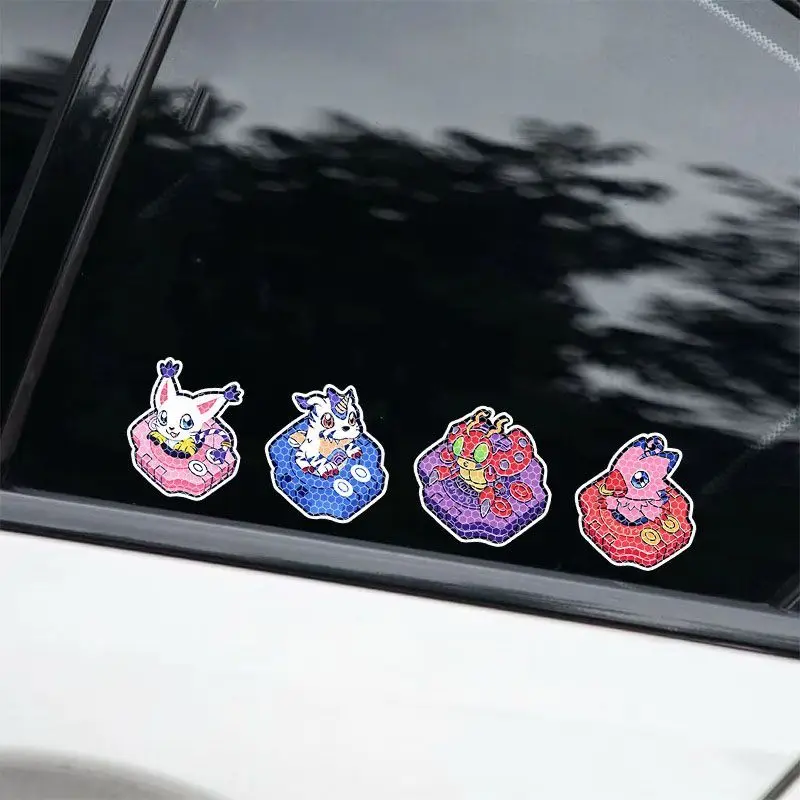 Digimon Anime Cartoon Creative Reflective Sticker for Electric Scooters, Decorative Motorcycle Scratch-Proof Waterproof Sticker view 3