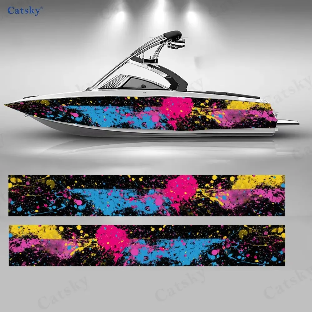Trendy Colorful Splash Freedom Eye Catching Boat Sticker Vinyl Ship Pontoon Deck Boat Fishing Decorative Pontoon Boats Decal
