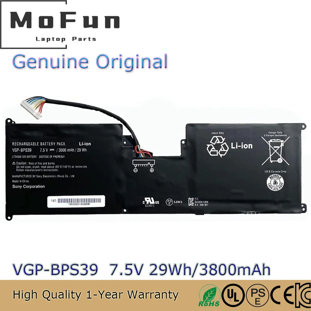 

Оригинальный аккумулятор для ноутбука VGP-BPS39 7,5 В 3800 мАч для Sony Vaio Tap 11 SVT11213CXW SVT1121V5CW