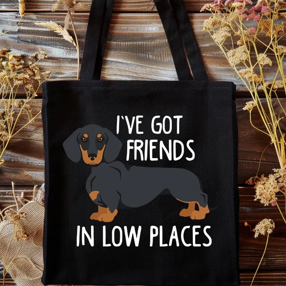 

Сумка-тоут из холщовой ткани с принтом собаки таксы, с милым рисунком собаки, вместительная сумка на плечо, подходит для ежедневных покупок, поездок на работу, школы