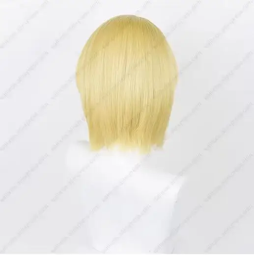 Parrucca cosplay Anime Kurapika Parrucca sintetica resistente al calore per capelli corti dorati chiari da 35 cm Festa di Halloween