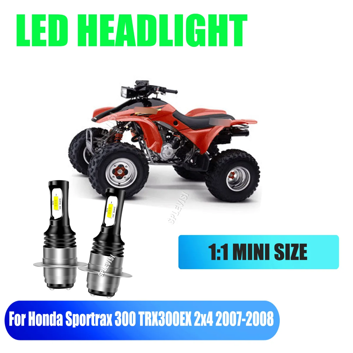 

2x H6 H6M P15D LED Headlights - technology ensures a longer lifespan Fits For Honda Sportrax 300 TRX300EX 2x4 2007-2008