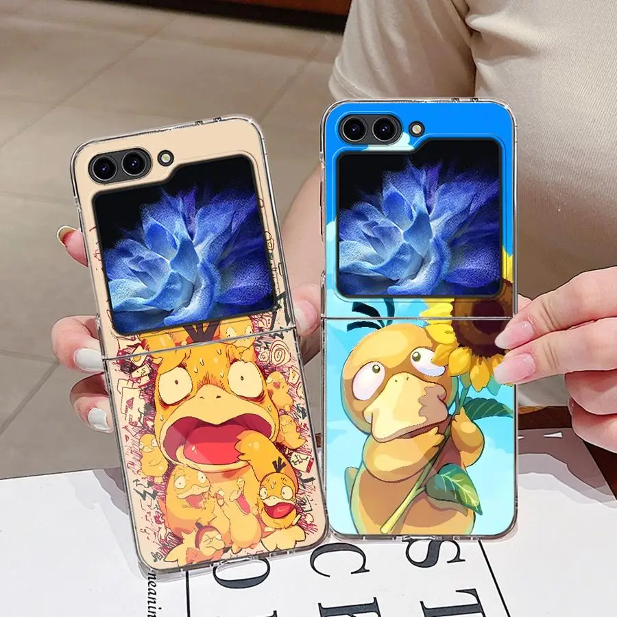 Anime p-pokemon caso para samsung galaxy zflip5 z flip 7 6 5 4 3 zflip4 zflip6 zflip3 zflip7 capa dura do telefone