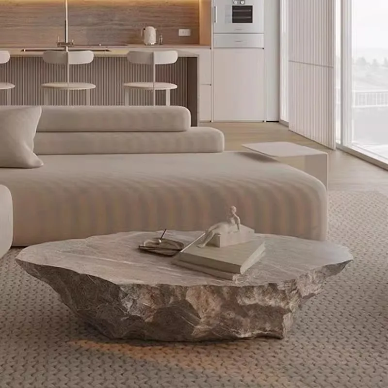 

Nordic Design Coffee Table White Luxury Modern Travertin Premium Rock Tables Glam Italian Cool Stolik Kawowy Home Furniture