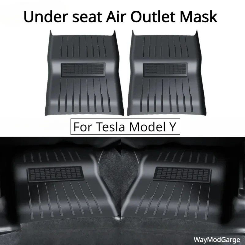 Para Tesla Model Y debajo del asiento salida de aire máscara asiento trasero ventilación de aire cubierta completa almohadilla diseño integrado