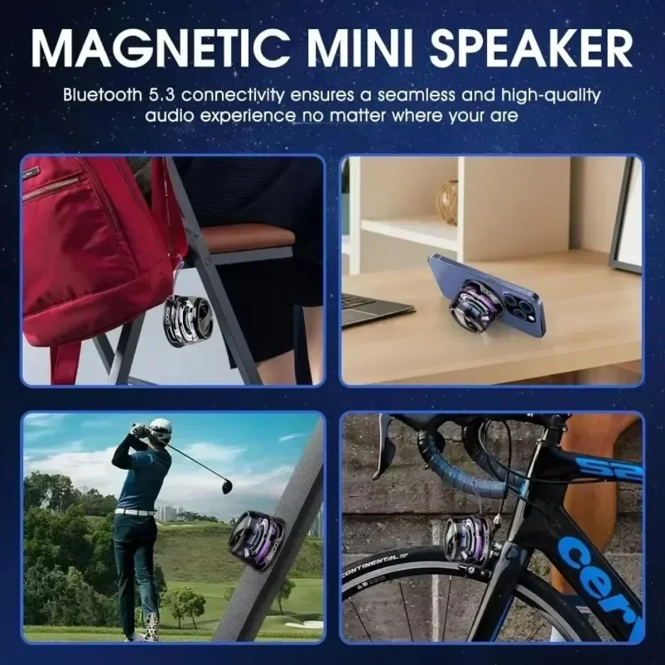 Mini Głośnik Bluetooth Przenośny Uchwyt na Telefon Oświetlenie RGB Magnetyczny Głośnik BT5.3 Mini Sound Box 7 Godzin Odtwarzania Łatwy do Przenoszenia