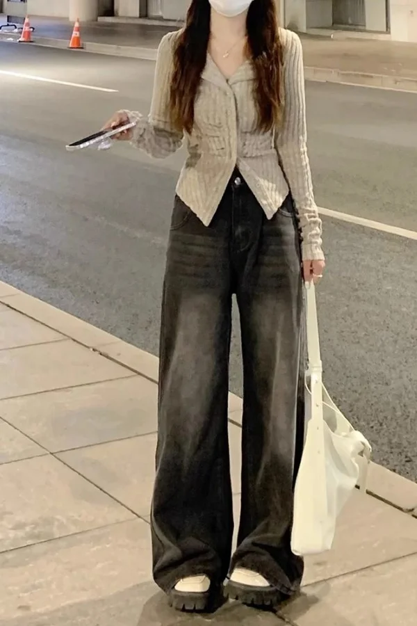 Calças jeans largas para mulher festa clube noite namoro ocasião feminina denim moda sexy elegante chique elegante quadril