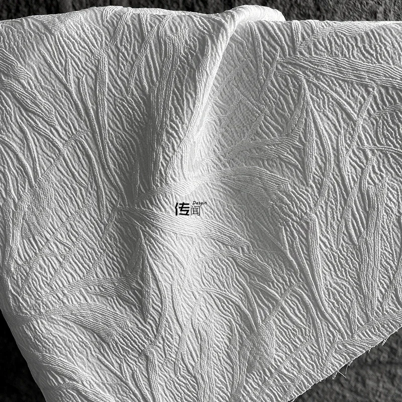 

Жаккардовая ткань с текстурой, белая, для комбинезонов, головных уборов, дизайнерской одежды, оптовая продажа, ткани для шитья, полиэстер, продается на метры