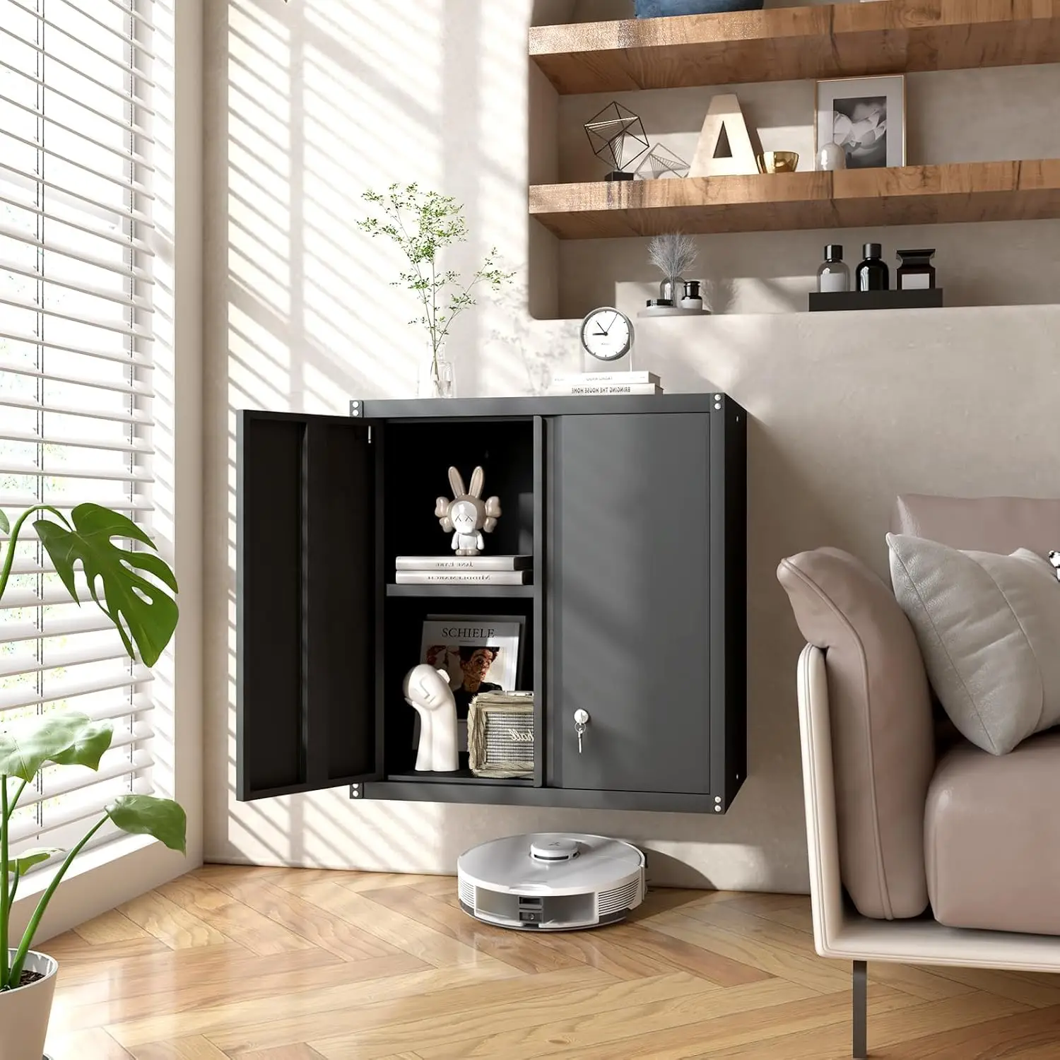 Locking Metal Garage Wall Cabinet with Doors and Shelf, Customized