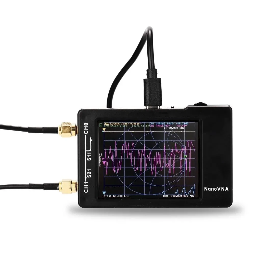 محلل هوائي شبكة ناقل NanoVNA ، فاحص هوائي رقمي ، VNA نانو ، 2.8 "، 50KHz-1.5GHz ، MF ، HF ، VHF ، UHF