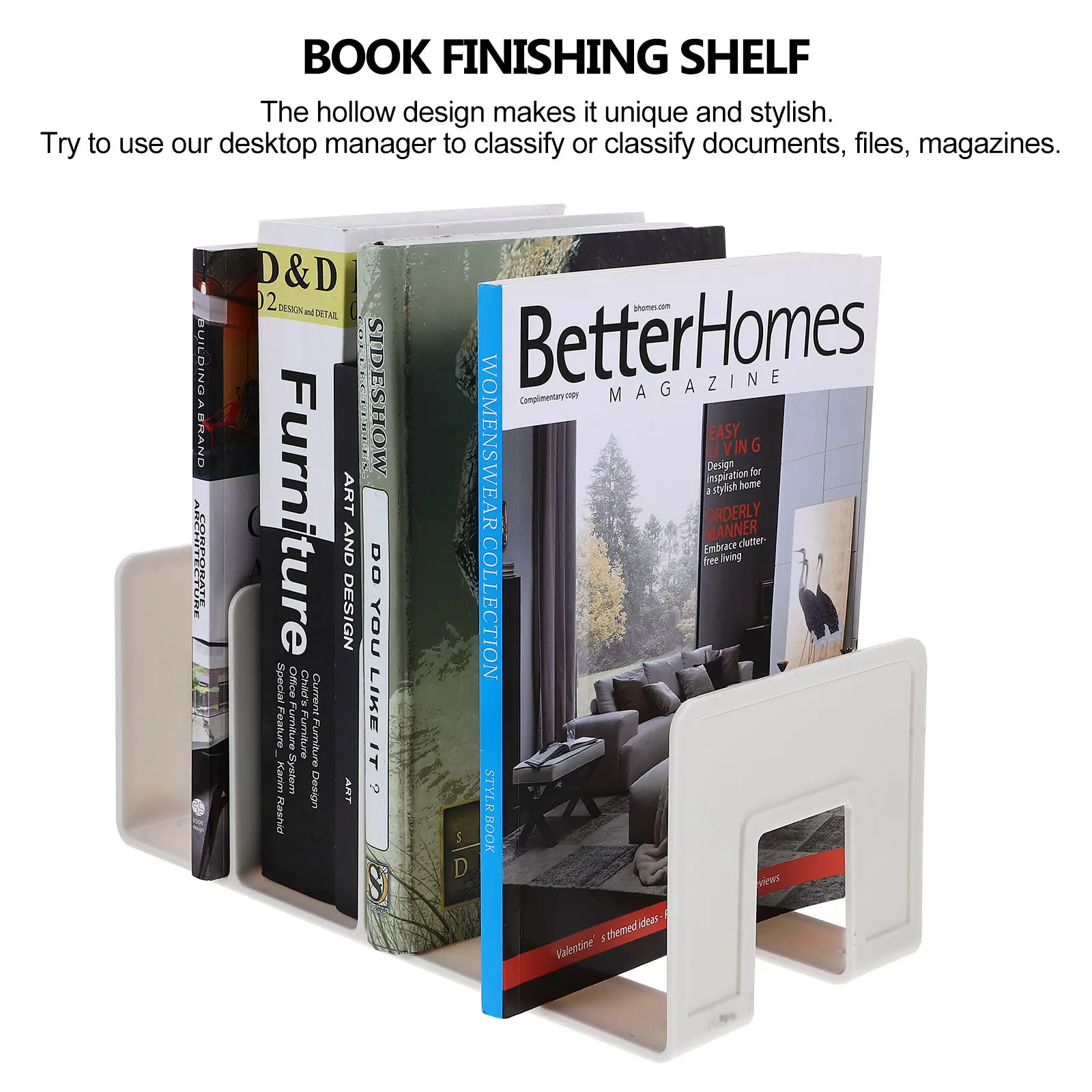 منظم كتب بلاستيكي لسطح المكتب، لمسة نهائية مصقولة، سطح خالٍ من الأزيز، رف كتب مستقيم بديكور، نهايات كتاب بلاستيكية