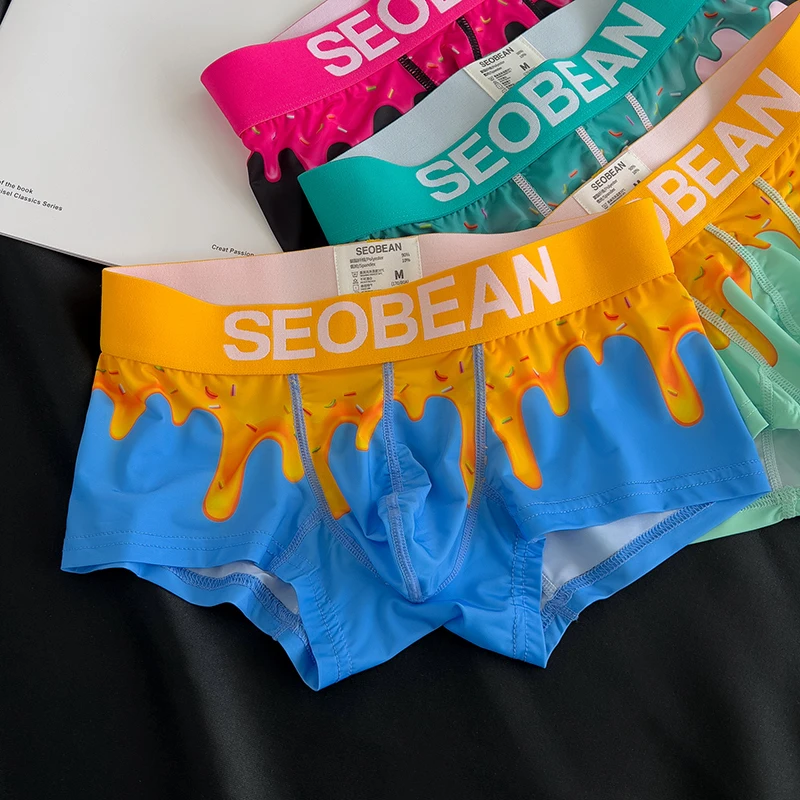 ملابس داخلية قصيرة للرجال من SEOBEAN 2025، سراويل بوكسر مريحة من البوليستر للرجال