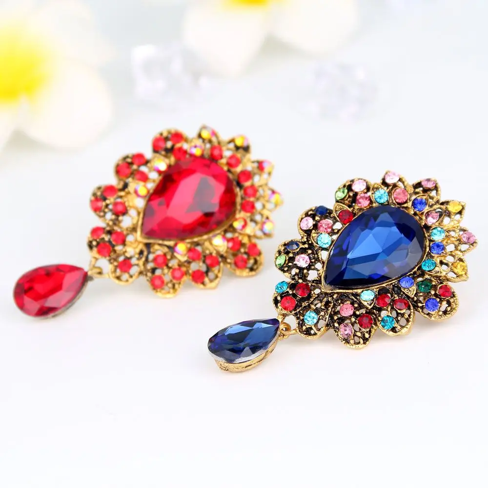 الزفاف الفاخرة الراين للجنسين كبير قطرة الماء فستان بروش دبابيس الإكسسوارات والمجوهرات الصدار