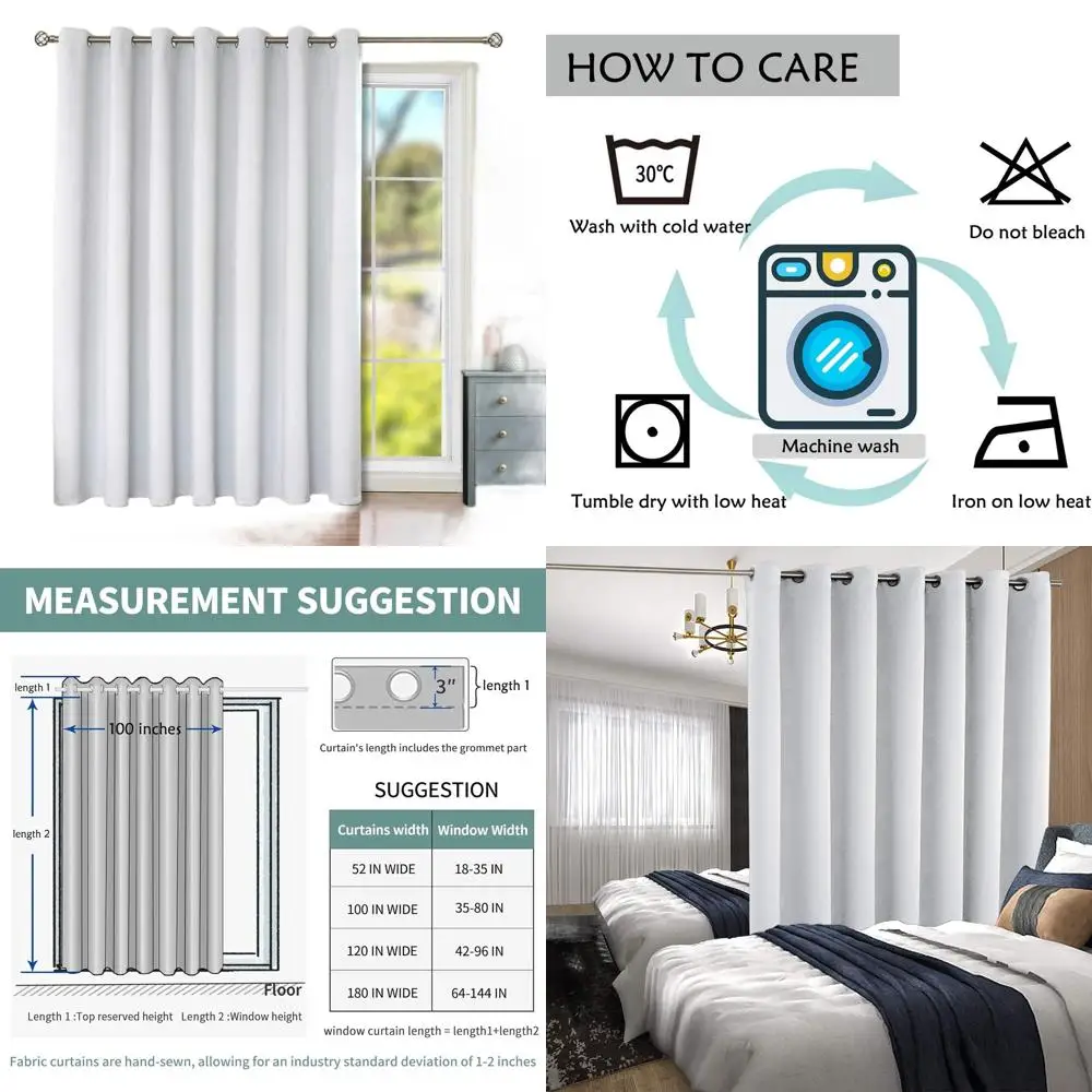 

Штора для раздвижных дверей длиной 96 дюймов, серо-белая, с затемнением и теплоизоляцией, 1 панель, 100x96