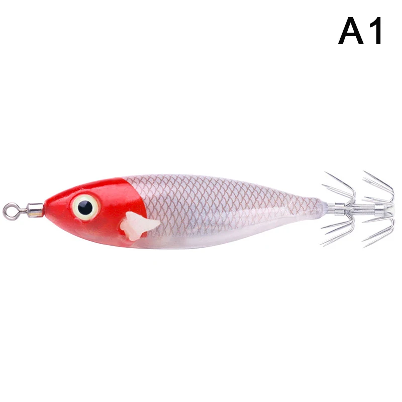 9.5cm 10g Horizontal Squid Jigs Fishing Lure Artificial Squid Hook Jigging Baits For Sea Fishing Cuttlefish EGI Luminous Box Kit