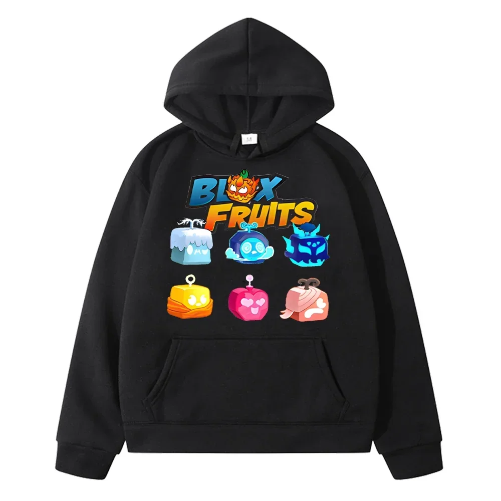 Sudadera con capucha de anime Blox Fruits para niños y niñas, jersey de lana, chaqueta con capucha Kawaii, y2k, ropa de otoño, nuevo juego