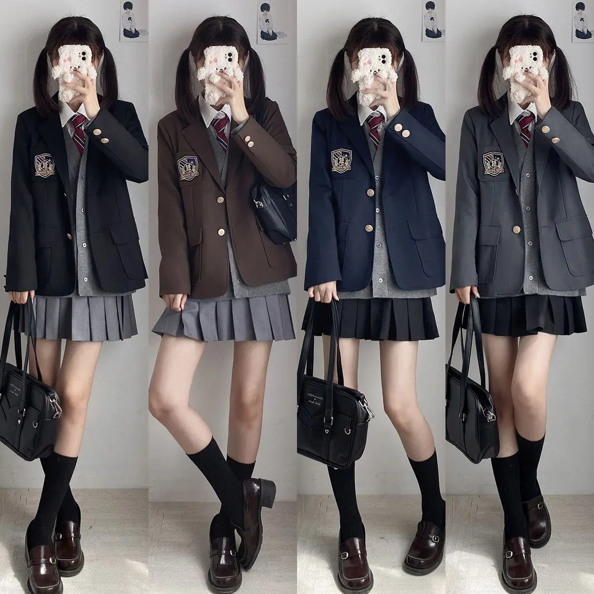 

Japan Spring Autumn Jk Uniform Set Short Girl Blazer Coat + Women Retro Shirt + Pleated Skirt Three-Piece Suits