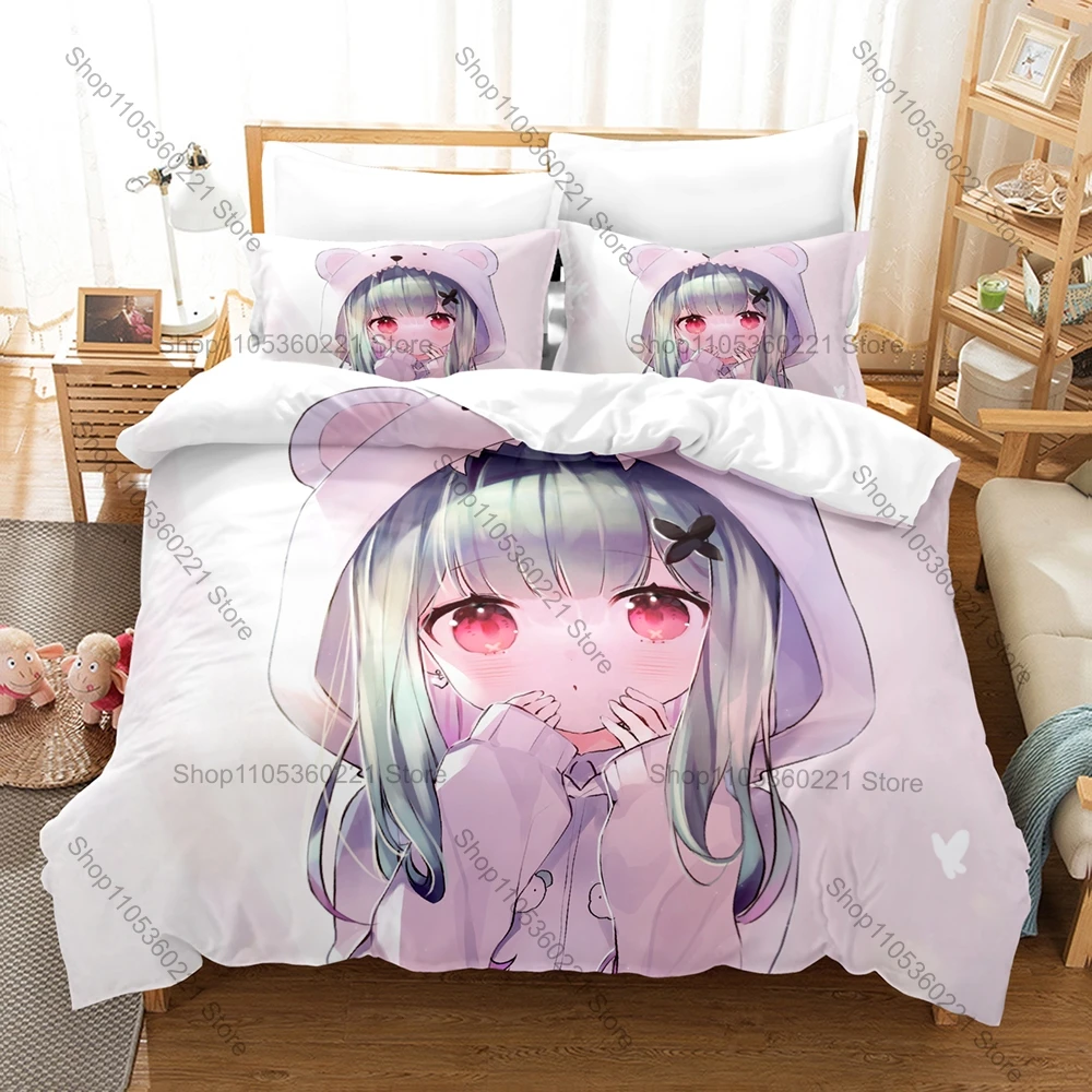 

Anime Bedding Set 3Pcs Hololive Rushia Yandere Necromancer Design Stylish Bedroom Ornament Gift