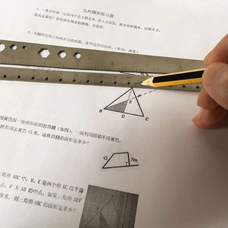 Regla acero inoxidable, regla dibujo circular, herramientas geométricas para medir dibujo